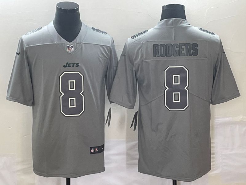 Men New York Jets 8 Rodgers Grey 2023 Nike Vapor Limited NFL Jersey